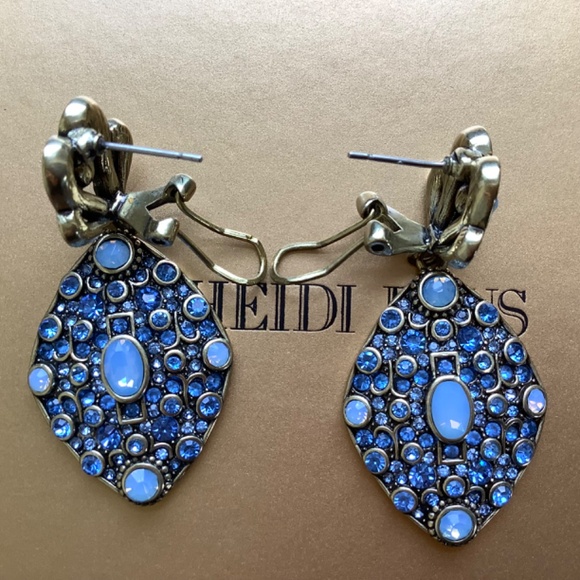 Heidi Daus Set Crystal Blue Locket Necklace & Earrings - Picture 6 of 15